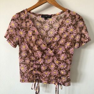 Groovy Flower Power Top Sz L